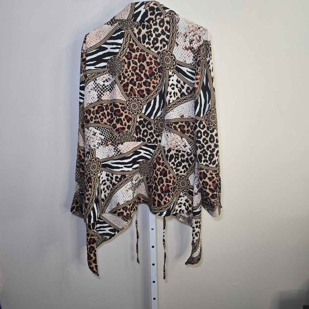 Ashley Stewart Ladies Animal Print Long Sleeve Tie Front Cardigan Plus Sz 14/16 - Picture 4 of 4